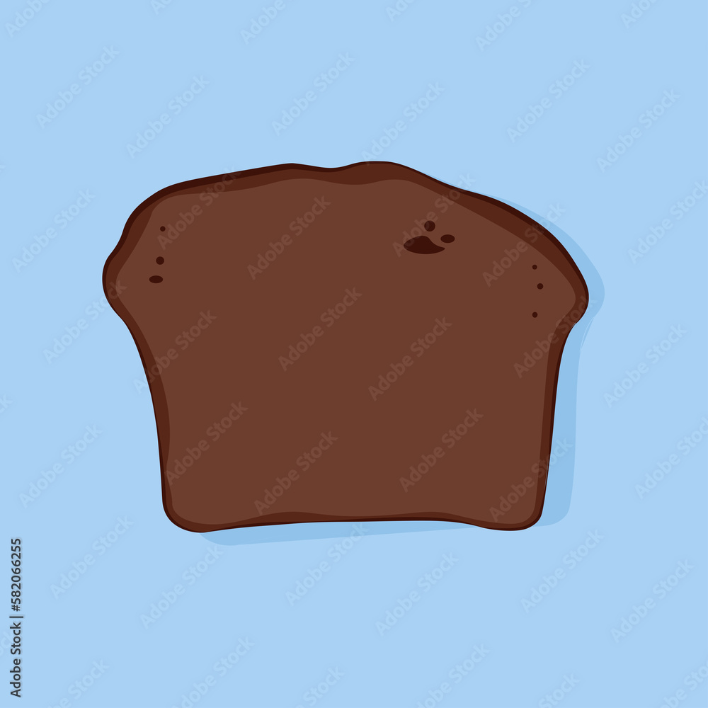 Slice of black baked bread on a blue background Slice of black baked bread on a blue background