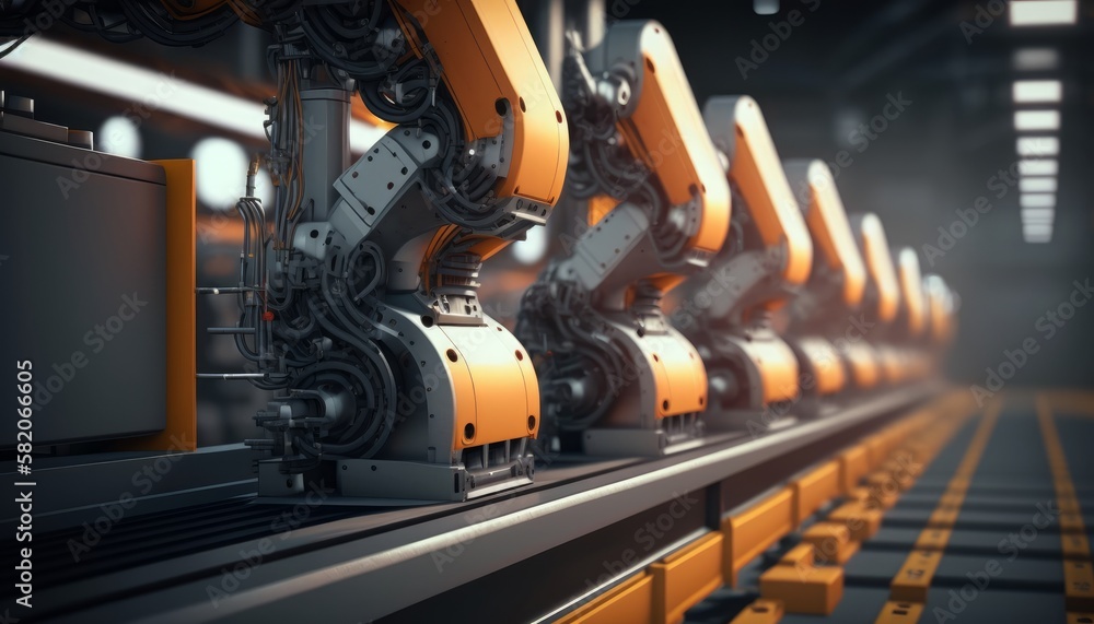 Fototapeta premium Plant where cars are manufactured. Generative AI