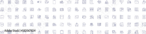 Obraz na płótnie Folders and files line icons signs set. Design collection of folders, files, organization, storage, backup, archive, retrieval, sharing outline concept vector illustrations w salonie