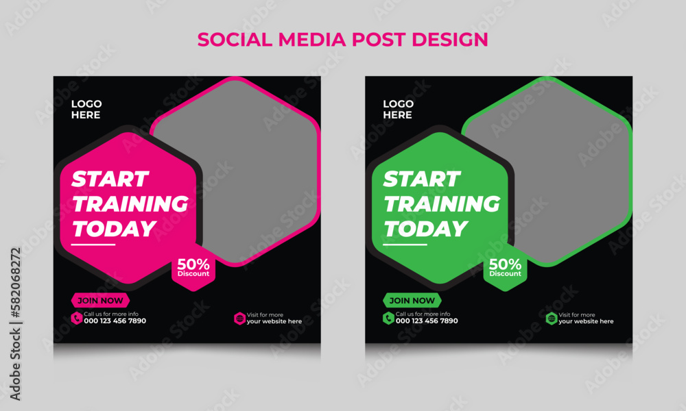 Vector gym and fitness club Social media post banner design templates Vector gym and fitness club Social media post banner design templates