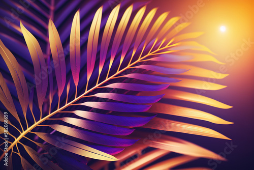 Tropical palm leaf background. AI
