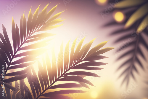 Tropical palm leaf background. AI