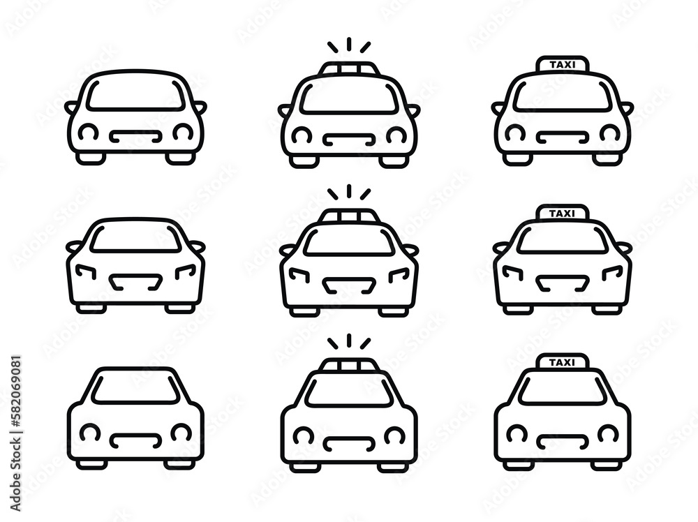 Car outline icon set isolated on white background Car outline icon set isolated on white background