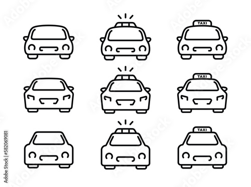 Car outline icon set isolated on white background