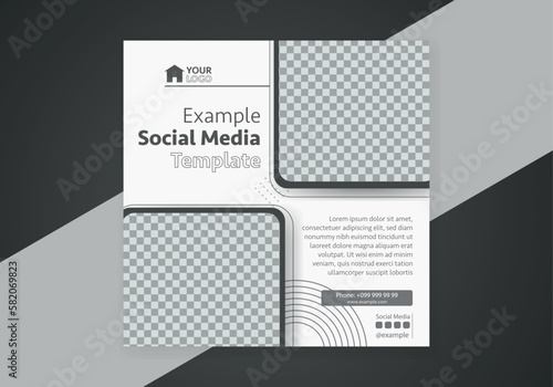 Minimal design layout. Editable square abstract modern geometric shape banner template for social media post promotion. 