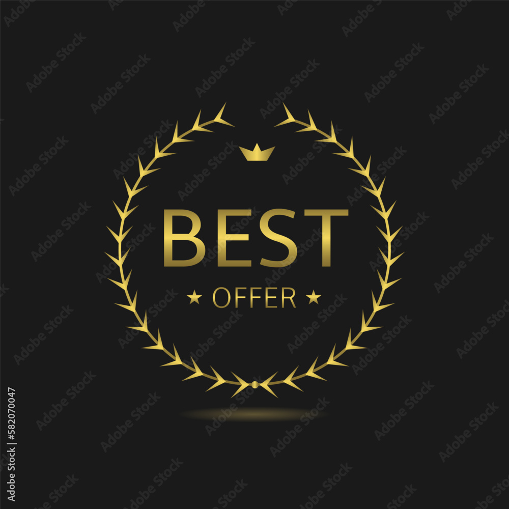 Fototapeta premium Best offer golden laurel wreath vector label