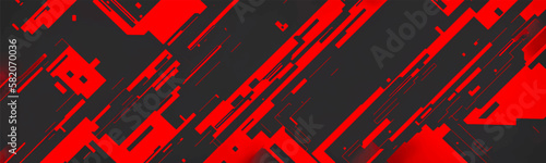 Futuristic red and black gaming background with metallic silver and overlapping shapes, perfect for twitch or social media banners. Vector