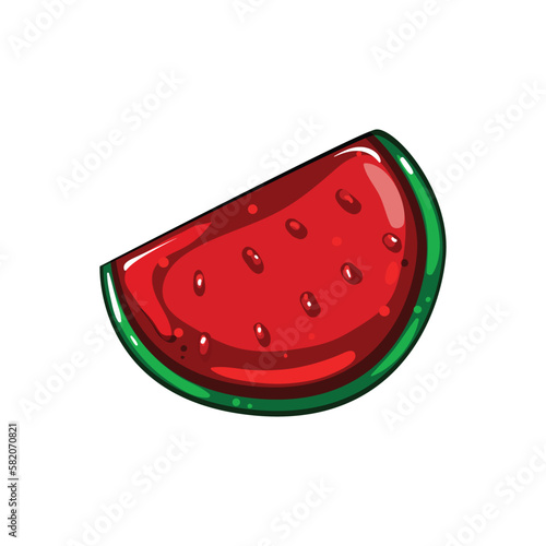 watermelon jelly candy cartoon vector illustration