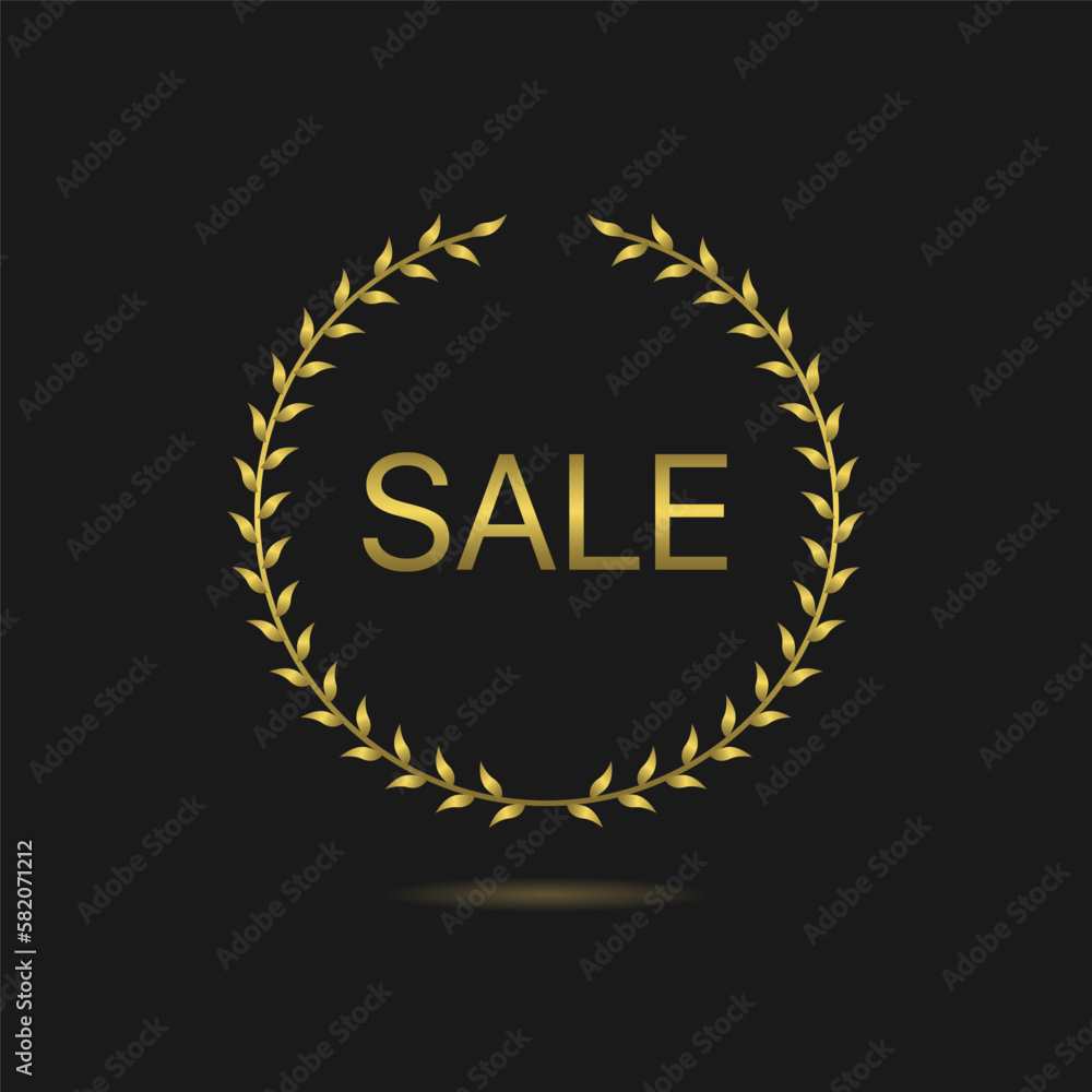 Naklejka premium Sale clearance Golden laurel wreath vector label