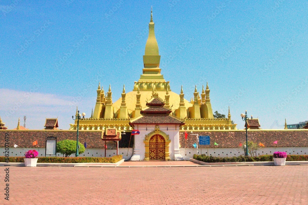 Pha That Luang stupa. Golden Pagoda in Vientiane capital, Laos