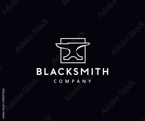 Minimalist anvil blacksmith logo design