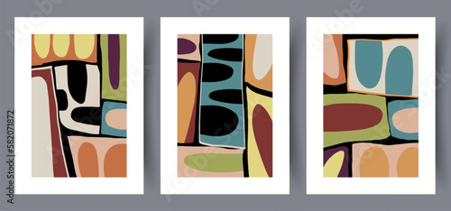 Abstract figures minimalistic geometry wall art print. Printable minimal abstract poster. Wall artwork for interior design. Contemporary decorative background. 