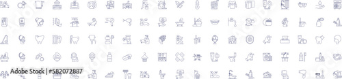 Hygiene line icons signs set. Design collection of Cleanliness, Sanitation, Sterile, Health, Fresh, Soap, Wash, Antiseptic outline concept vector illustrations
