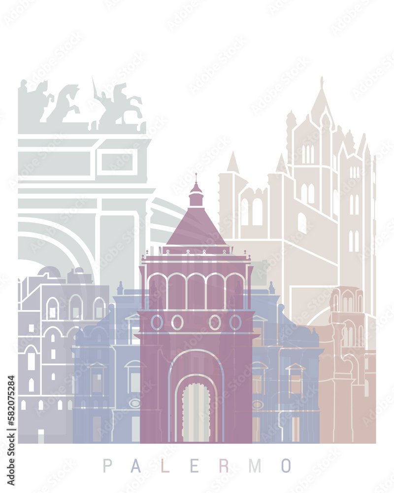 PALERMO SKYLINE POSTER PASTEL PALERMO SKYLINE POSTER PASTEL