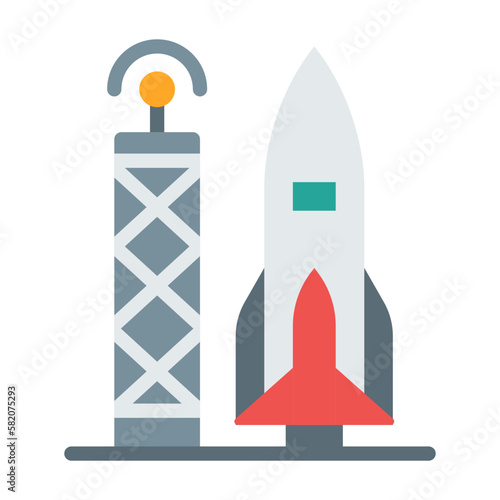 rocket launc flat icon
