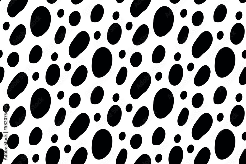 Abstract seamless pattern of Dalmatian spots, black ovals on a white background Abstract seamless pattern of Dalmatian spots, black ovals on a white background