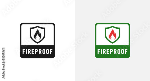 Fireproof label or Fire resistant symbol vector isolated in flat style. Fireproof badge vector. fire-resistant material seals or labels for quality products such as safes. Fire proof sign vector.