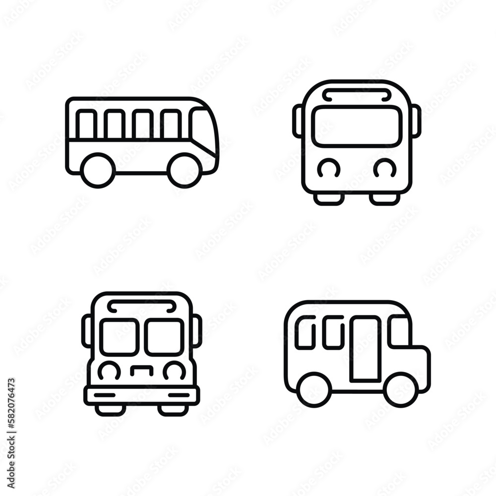 Bus outline icon set isolated on white background Bus outline icon set isolated on white background