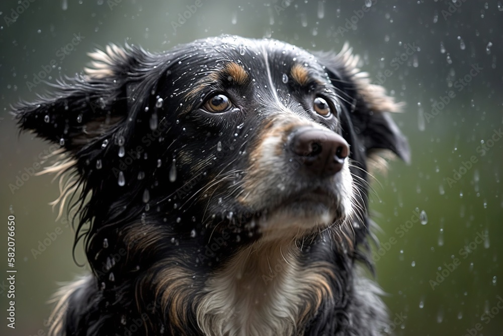 portrait of a dog in the rain. AI generated portrait of a dog in the rain. AI generated