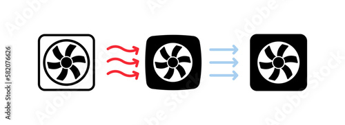 Ventilation system. Silhouette, black, ventilation system icons. Vector icons