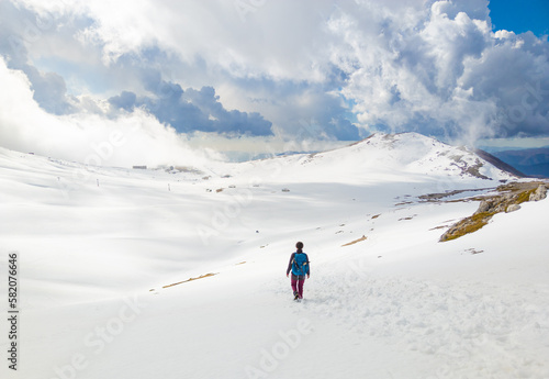 Campocatino and Mount Crepacuore (Italy) - The snow capped mountains in the province of Frosinone, Lazio region, in Ernici mounts, famous for ski site station. photo