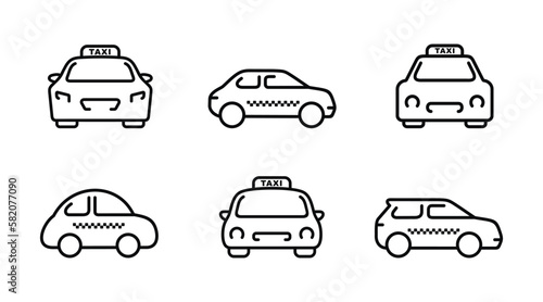 Taxi line icon set isolated on white background