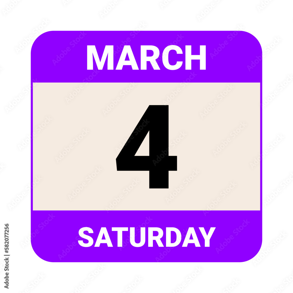 4 March, Saturday. Date template. Useful design for calendar or event promotion. Vector illustration EPS 10 File 4 March, Saturday. Date template. Useful design for calendar or event promotion. Vector illustration EPS 10 File