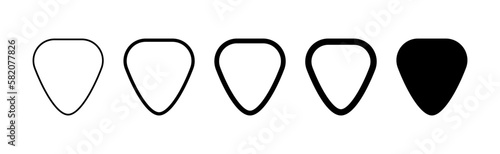 Guitar pick icon set. Line, black, a kind of guitar picks. Vector icons.