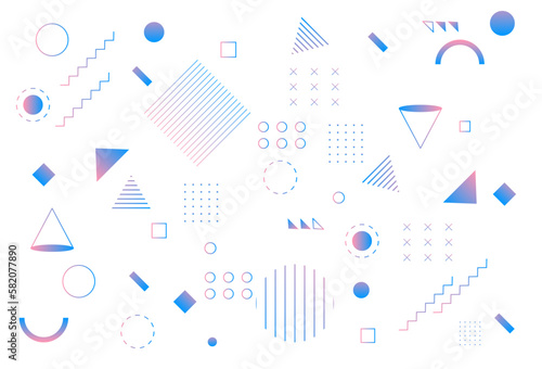 Geometric Memphis Design, Minimal Seamless Cover, Vector Design.gradations of blue and purple eps 10
