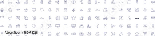 Clothes shop line icons signs set. Design collection of Clothing, Shop, Apparel, Garments, Outfit, Attire, Fashion, Store outline concept vector illustrations
