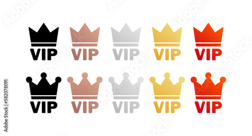 VIP icon set. Flat, color, variety of VIP icons. Vector icons.