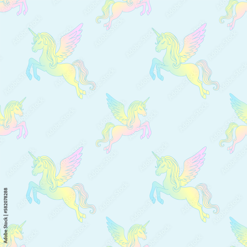 Seamless pattern with winged unicorns. Seamless pattern with winged unicorns.