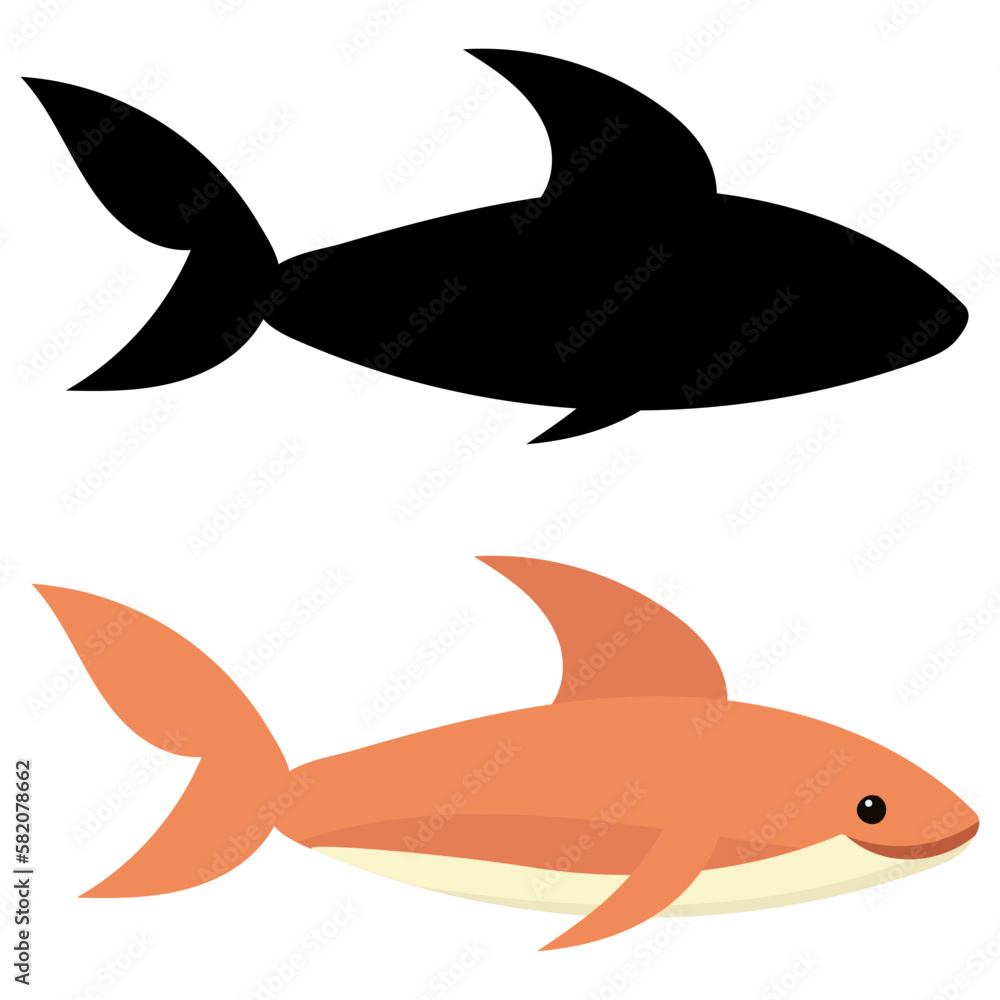 Fototapeta premium sea fish on a white background with a silhouette