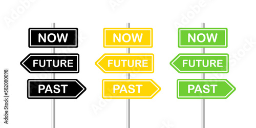 Time markers. Flat, color, different directions of times. Vector