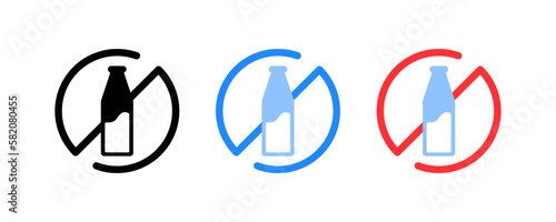 Lactose free icon. Flat, color, set of lactose-free icons in the product. Vector.