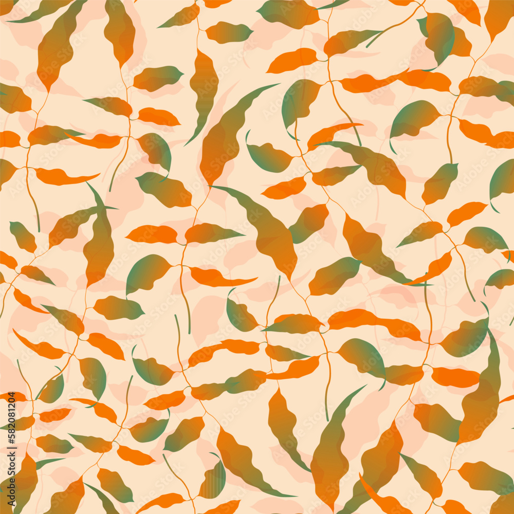 Pattern of variety of colorful trendy autumn gradient leaves. Vector illustrations for wrapping paper, invitations. Elegant shapes floristic isolated leaves. Forest, botanical, minimalistic floral. Pattern of variety of colorful trendy autumn gradient leaves. Vector illustrations for wrapping paper, invitations. Elegant shapes floristic isolated leaves. Forest, botanical, minimalistic floral.
