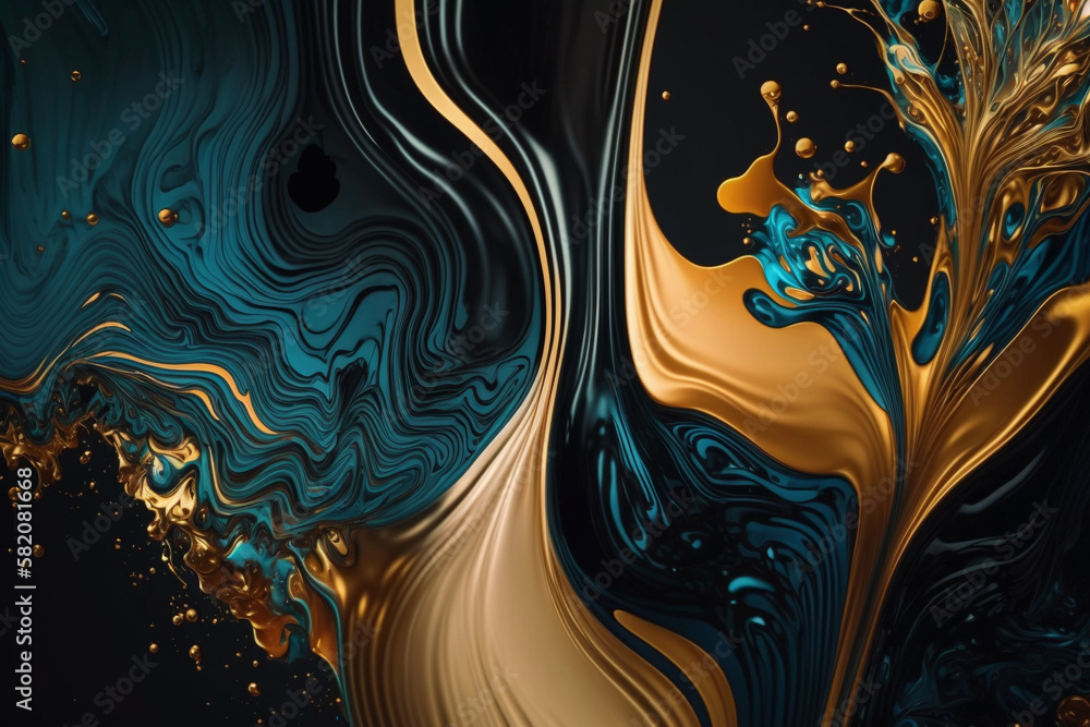 Beautiful mesmerizing gold golden abstract fluid background wallpaper texture. Yellow liquid gold motion flow pattern. Ai generated Beautiful mesmerizing gold golden abstract fluid background wallpaper texture. Yellow liquid gold motion flow pattern. Ai generated