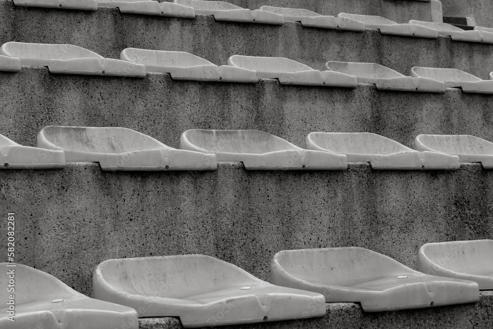 Vintage sports background seats in a small provincial stadium