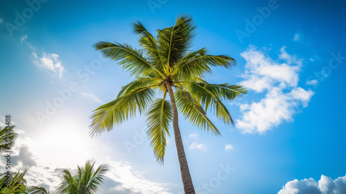 Palm Tree On Beach Against Sky