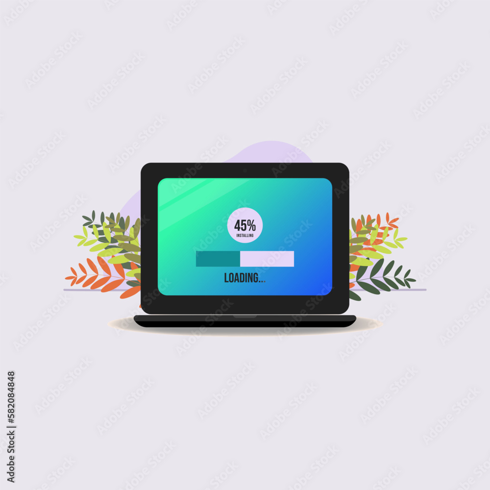 Laptop installing program design vector illustration Laptop installing program design vector illustration