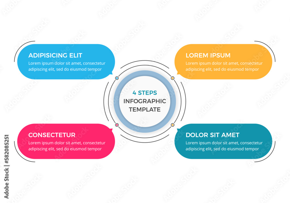 Circle diagram with 4 steps with place for your text, infographic template Circle diagram with 4 steps with place for your text, infographic template