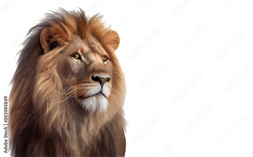 A majestic lion on a transparent background. generative AI