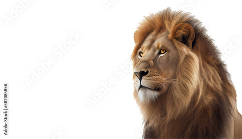 A majestic lion on a transparent background. generative AI