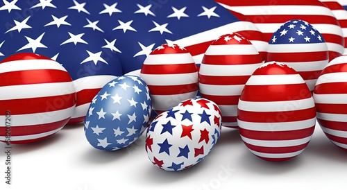 Canvas Print Easter patriotic eggs in colors of flag of USA