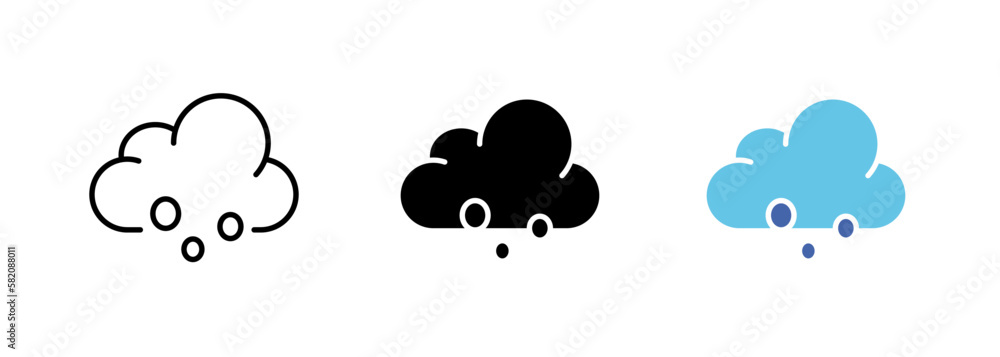 A depiction of rain clouds, symbolizing the arrival of precipitation. The image evokes feelings of freshness and renewal. Vector set of icons in line, black and colorful styles isolated. A depiction of rain clouds, symbolizing the arrival of precipitation. The image evokes feelings of freshness and renewal. Vector set of icons in line, black and colorful styles isolated.