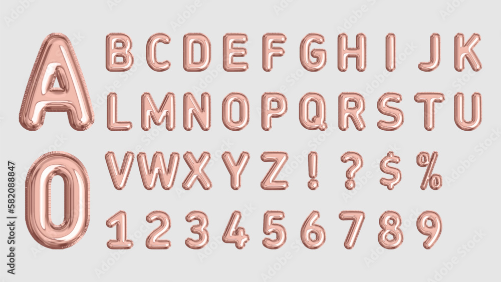 Rose Gold Balloon Letters And Numbers