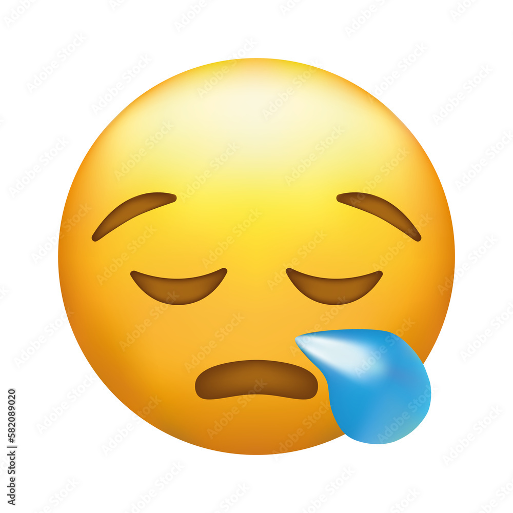 Fototapeta premium Crying emoji. Sad emoticon face with tear drop.