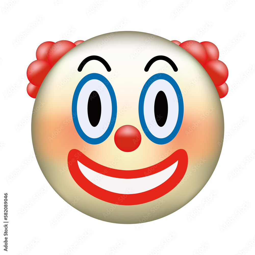 Circus clown emoji. Emoticon with red nose, funny face Stock
