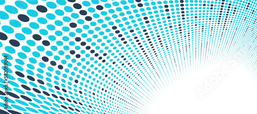 Dotted vector abstract background  blue dots in perspective flow  multimedia information theme  big data technology image  cool backdrop.