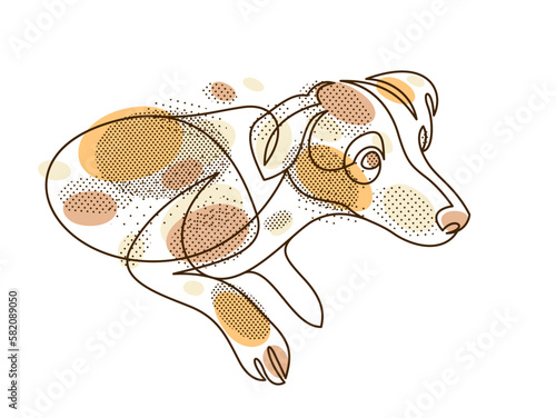 Funny dog linear vector ill...
